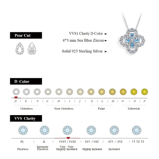 MINTYBOX S925 Silver Moissanite Diamond Loop Full Motif Pendant Clover Diamond White Gold Necklaces for Women Girls Jewelry Gift