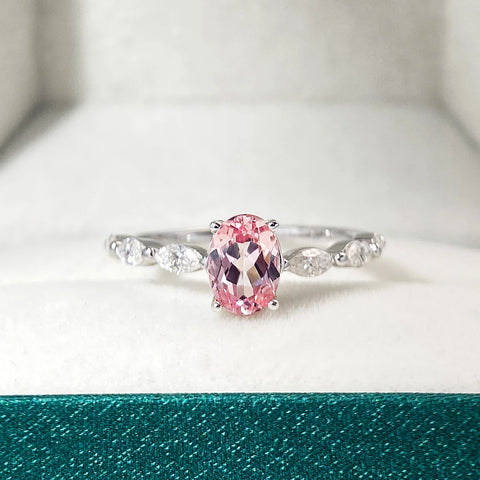 OEVAS 1CT Lab Grown Ruby/ Padparadscha Sapphire Ring