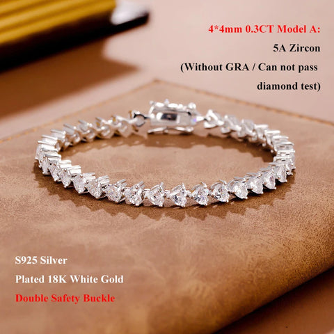 Heart Cut Moissanite Tennis Bracelet