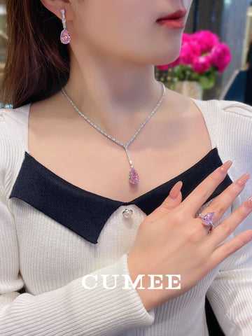 CUMEE large carat Pear artificial pink gemstone