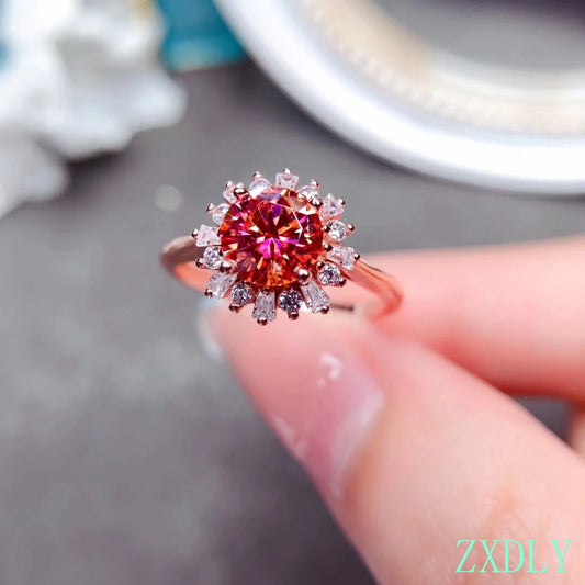 Newest Watermelon Red Moissanite Ring