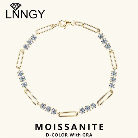 Lnngy Certified Round 3MM Moissanite Bracelet