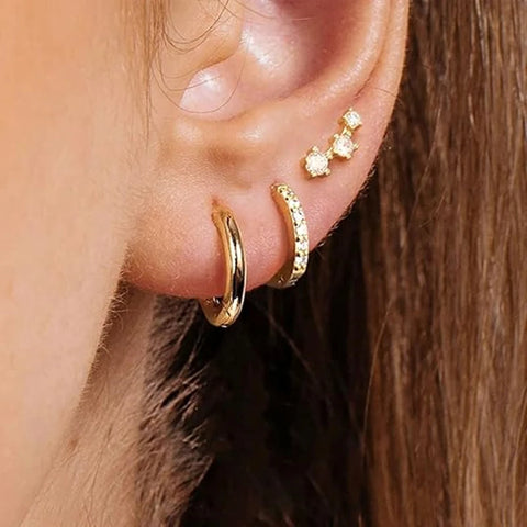 3Pcs Double Crystal Tragus Earring