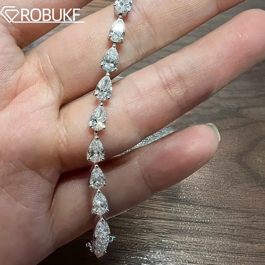 Pear Cut All Moissanite Diamond Bracelet