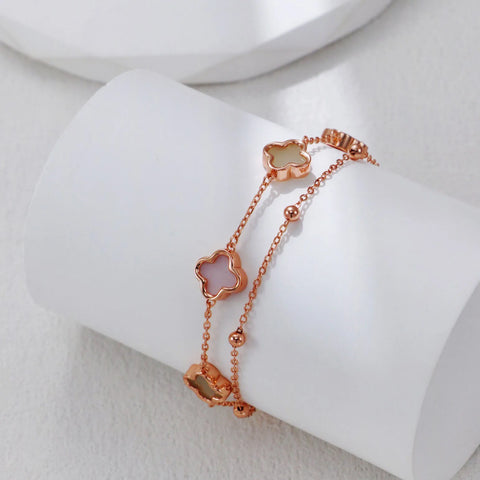 VOBIPY 925 Silver Double Sided Clover bracelet