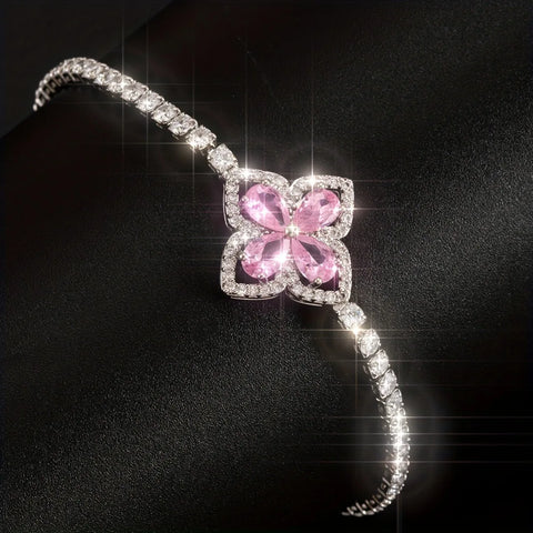 Advanced Flower Shaped Zircon Encrusted Bracelet