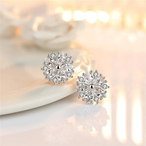 Luxury Female Pink Zircon Stone Earrings