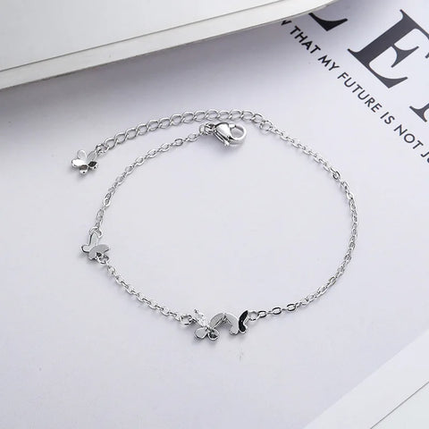 VENTFILLE 925 Silver Diamond-Studded Butterfly Bracelet