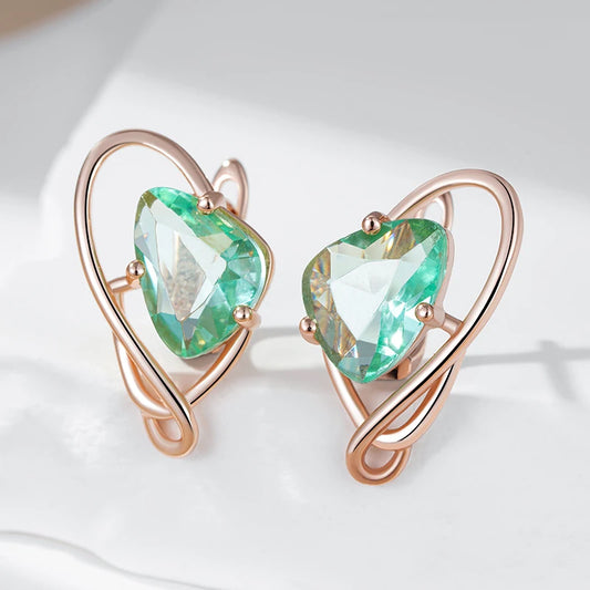Wbmqda  Light Green Stone Geometric Drop Earrings