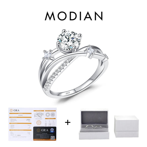 MODIAN 1CT VVS1 Clarity Moissanite Dazzling Ring