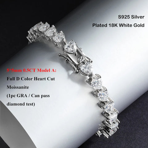 Heart Cut Moissanite Tennis Bracelet