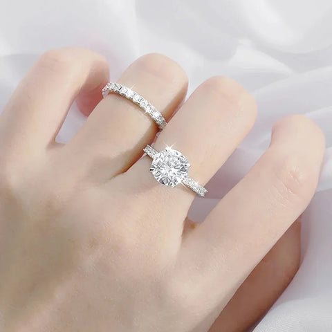 Full Moissanite Bridal Rings Set