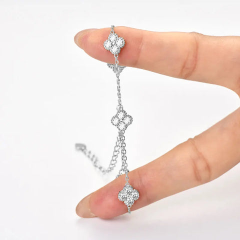 Flower Clover Bracelet Moissanite