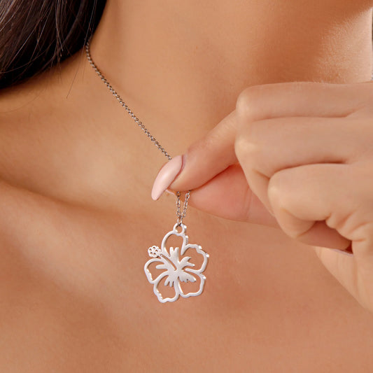 Trendy Stainless Steel Choker Necklace for Women Girls Sliver Color Hollow Flower Charm Collar Chain Party Jewelry Friend Gift