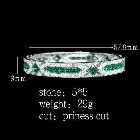 925 Sterling Silver Princess Cut Emerald