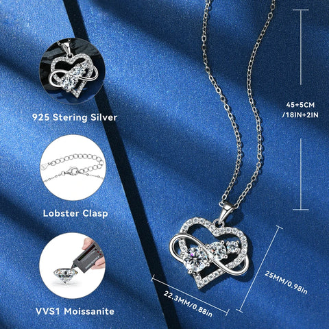 Moissanite Infinite Love Heart Pendant Necklace