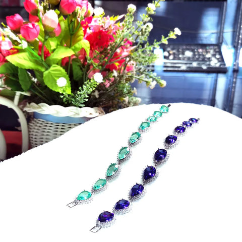 Silver Bracelet Natural Green Spinel Stone