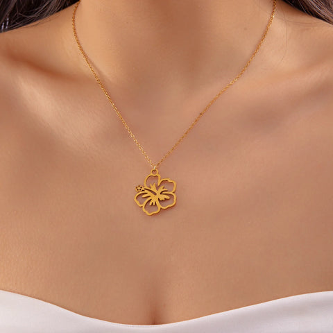 Trendy Stainless Steel Choker Necklace for Women Girls Sliver Color Hollow Flower Charm Collar Chain Party Jewelry Friend Gift
