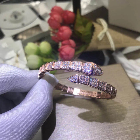 Snake shaped bracelet, women's full diamond bracelet