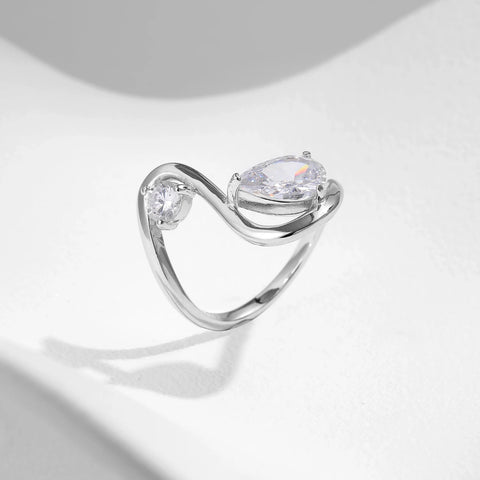 MODIAN Irregular Line Design Rings 925 Sterling Silver