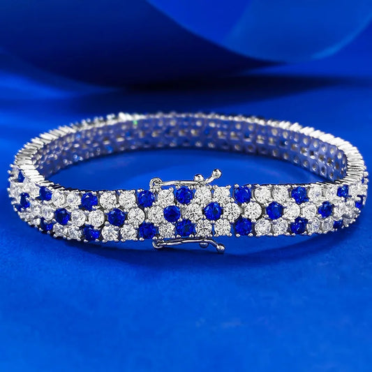 Charm Sapphire Moissanite Bangle Bracelet