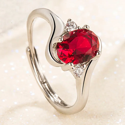 New S925 Sterling Silver Ring Ruby Classic Ring
