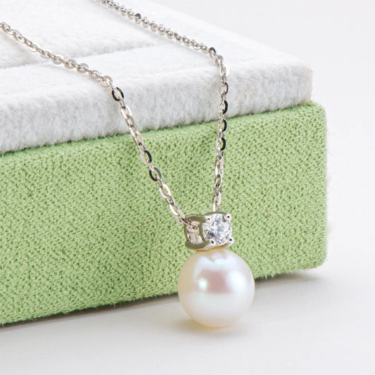 D Color Moissanite Pearl Jewelry Sets for Women 4mm Moissanite Diamond Pendant Necklace Earrings Luxury Wedding Anniversary Gift