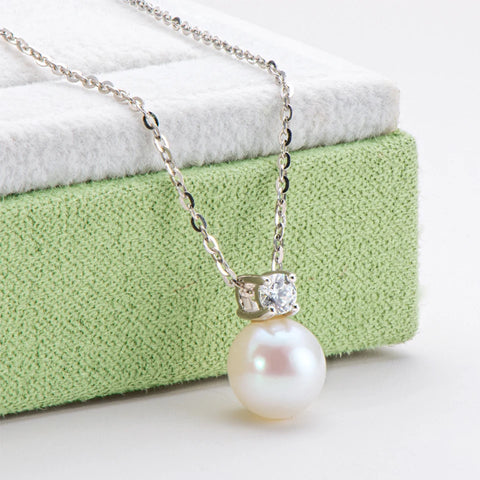 D Color Moissanite Pearl Jewelry Sets for Women 4mm Moissanite Diamond Pendant Necklace Earrings Luxury Wedding Anniversary Gift