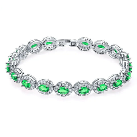 18cm Goth Blue Red Green Black Color Oval Bracelet