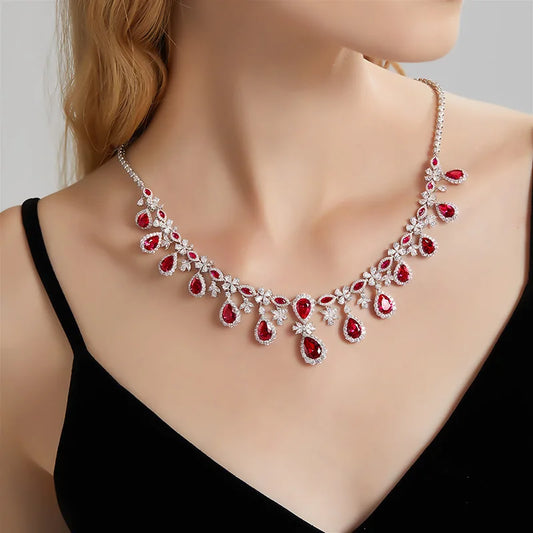 Real ruby Gemstone Diamond Pendant for Women 18K Gold Wedding Party Fine Jewelry Gift Luxury Brand Stone Full bore Necklace