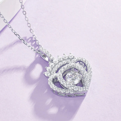 925 Sterling Silver Smart Heart Women's Necklace 0.5CT D Color VVS Moissanite Pendant Necklace Jump Gem fashion exquisite jewelr