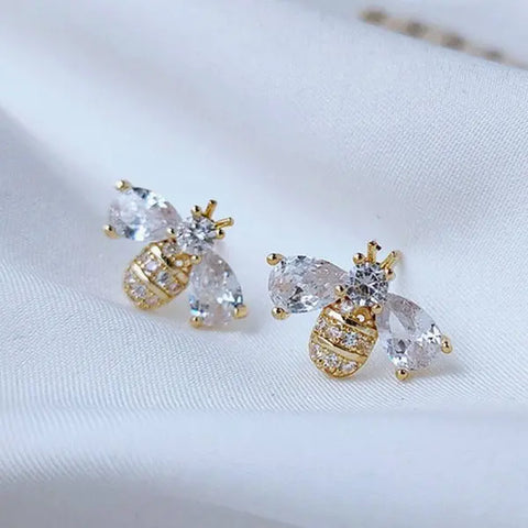 Flower Butterfly Stud: Bling Crystal Studs.