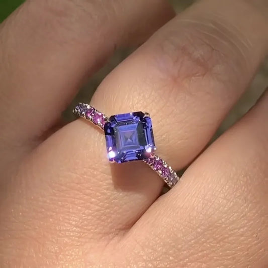Attractive Silver Color Square Round Rings