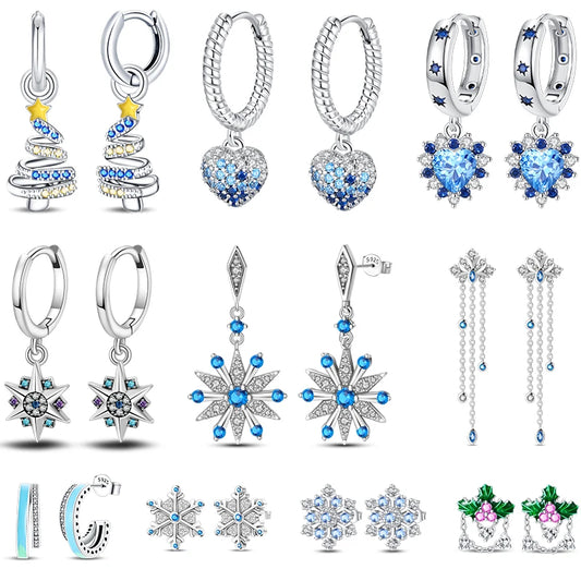 Women's 925 Sterling Silver Snowflake  Earrings