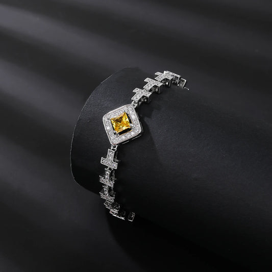 Luxury Square Cubic Zirconia Bridal Bracelet