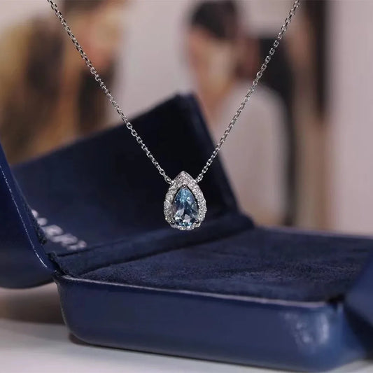 Fashion 925 Sterling Silver Drop Blue Sapphire