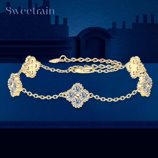 Sweetrain 18k Gold Plated 3mm Moissanite Bracelet