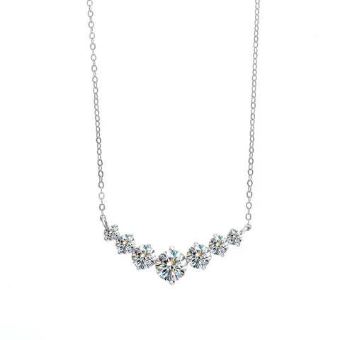 S925 Sterling Silver Moissanite Necklace Women's PT950 Gold Plated Simple Luxury V-Shape Smile Pendant Clavicle Chain Jewelry