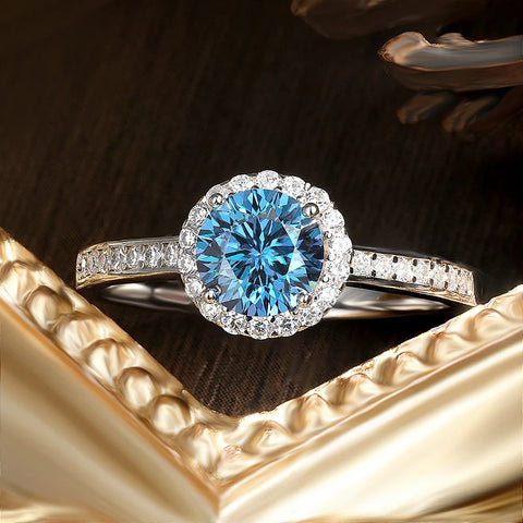 KNOBSPIN 1-5ct Blue Moissanite Ring