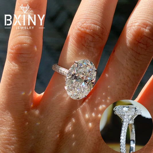 BXINY 8CT Oval Cut All Moissanite Ring