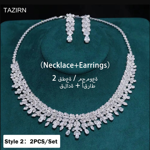 TAZIRN Africa Dubai Nigeria 5A Cubic Zirconia 2/4PCS Jewelry Set For Women Wedding Party Luxury Crystal Jewelry Accessories Gift