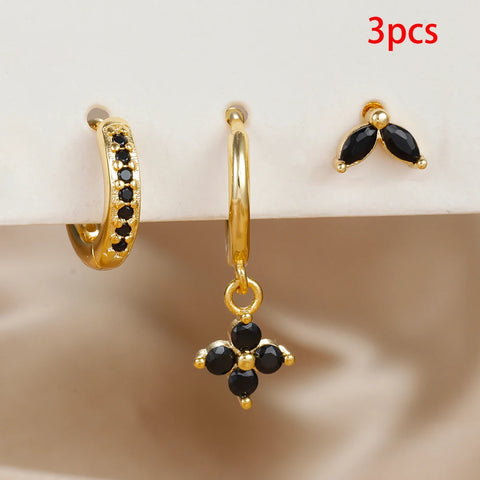 3PCS Exquisite Green Zircon Hanging Earrings
