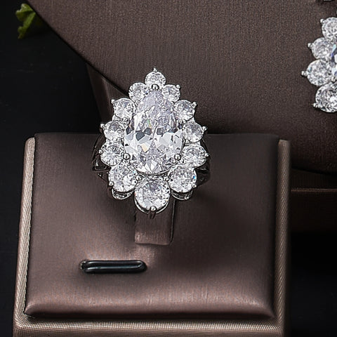 2022 Popular Cubic Zirconia Wedding Jewelry Set Women's Bride 4 Earrings Necklace Set Promotion