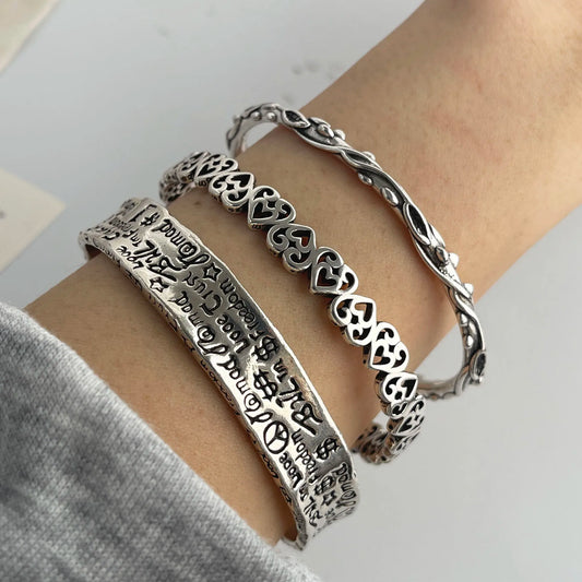 100% Solid 925 Sterling Silver Retro Bracelet