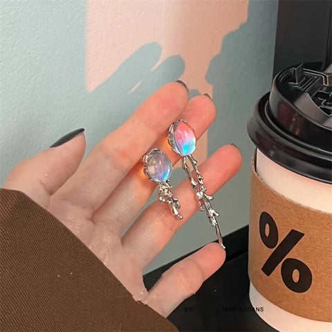 Fashion Korea Laser Stone Long Tassel Star Butterfly Earrings