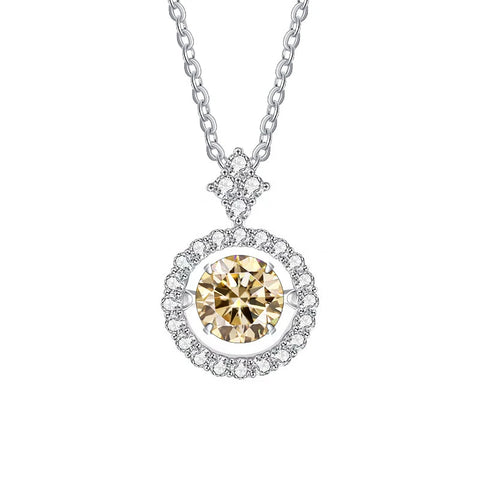 JoyceJelly 1CT Moissanite Diamond Necklace S925 Sterling Silver Beating Heart Pendant Clavicle Chain VVS D Color 3EX Cut Round