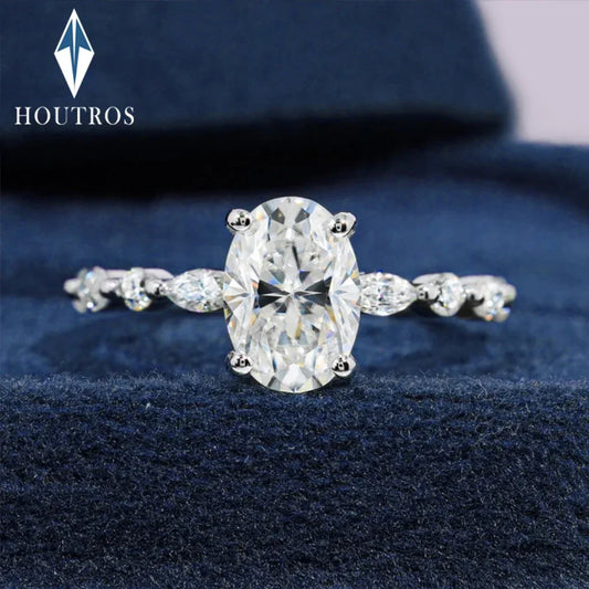 1ct 2ct Oval Cut All Moissanite Engagement Ring
