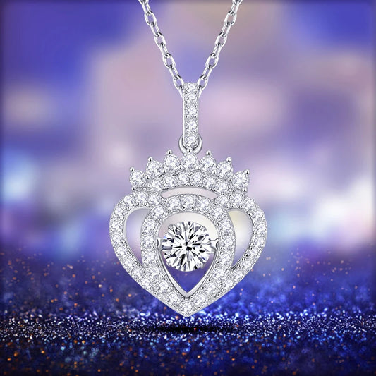 925 Sterling Silver Smart Heart Women's Necklace 0.5CT D Color VVS Moissanite Pendant Necklace Jump Gem fashion exquisite jewelr