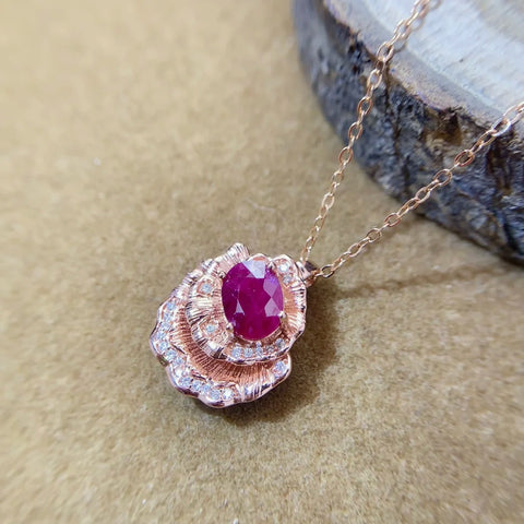 FS 6*8mm Natural Ruby Pendant Necklace Real S925 Sterling Silver Fine Charm Wedding Jewelry for Women Certificate MeiBaPJ