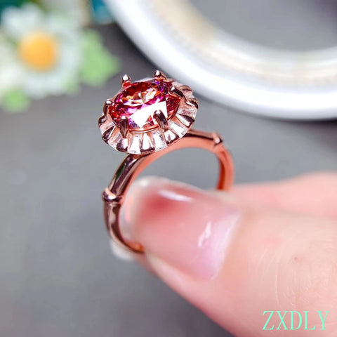 Red Moissanite Ring Real 925 Silver Fine Jewelry